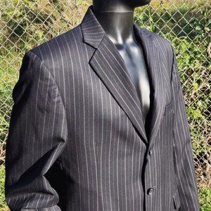 Hernando Trujillo Men's Black Super 100's Pin Stripe (2) Piece Luxury Suit